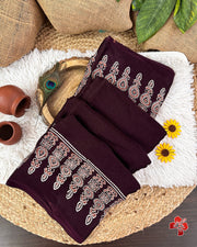 Ajrakh hand block printed viscose modal silk saree