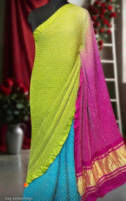 Modal Silk Tissue Pallu Kutchi Bandhani saree