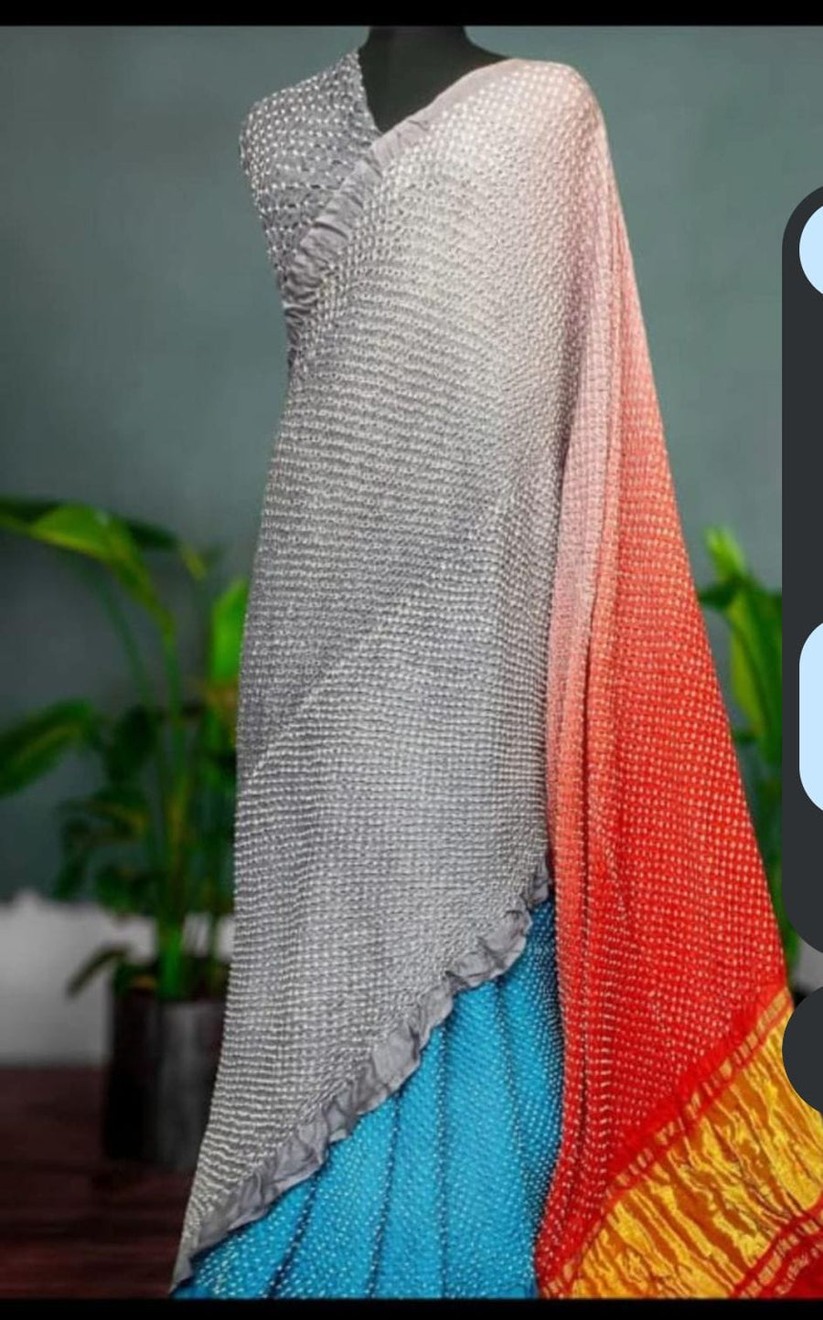 Modal Silk Tissue Pallu Kutchi Bandhani saree
