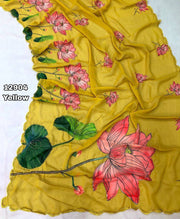 Chiffon adorned with intricate floral digital prints