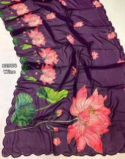 Chiffon adorned with intricate floral digital prints