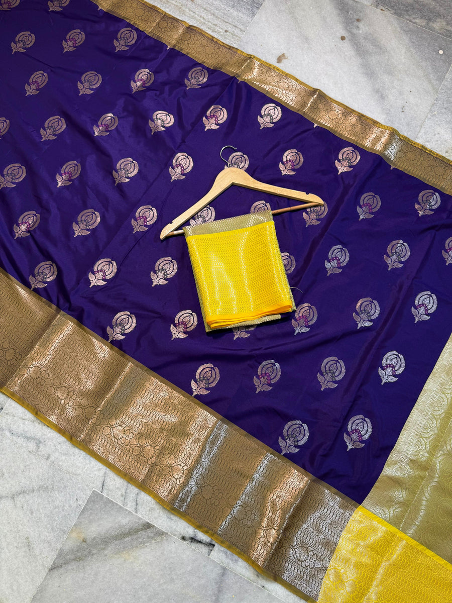 Banarasi semi chinya gadwal pattu silk saree