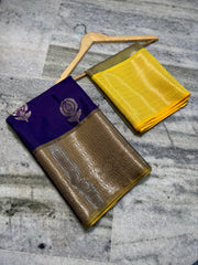 Banarasi semi chinya gadwal pattu silk saree