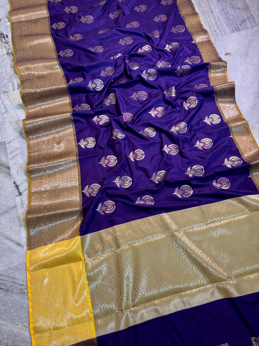 Banarasi semi chinya gadwal pattu silk saree