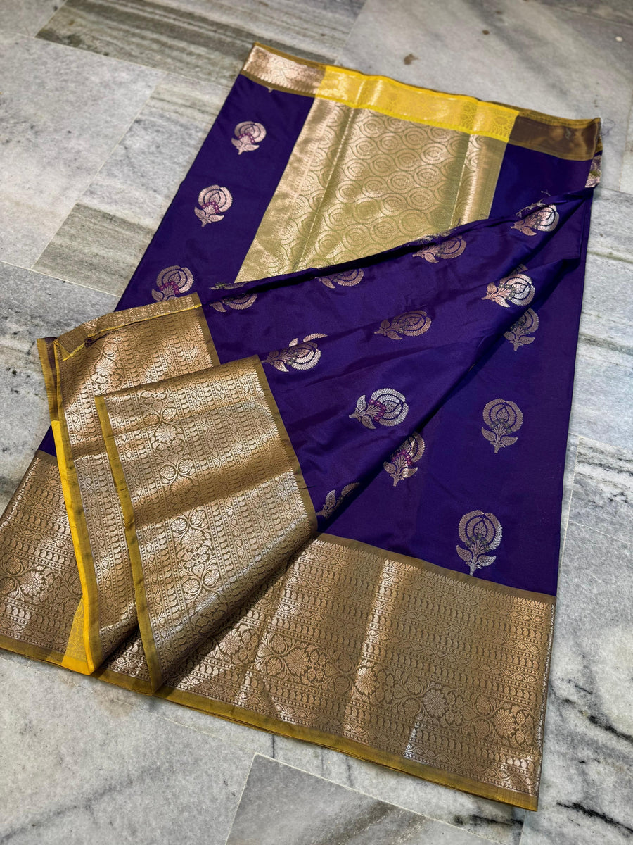 Banarasi semi chinya gadwal pattu silk saree