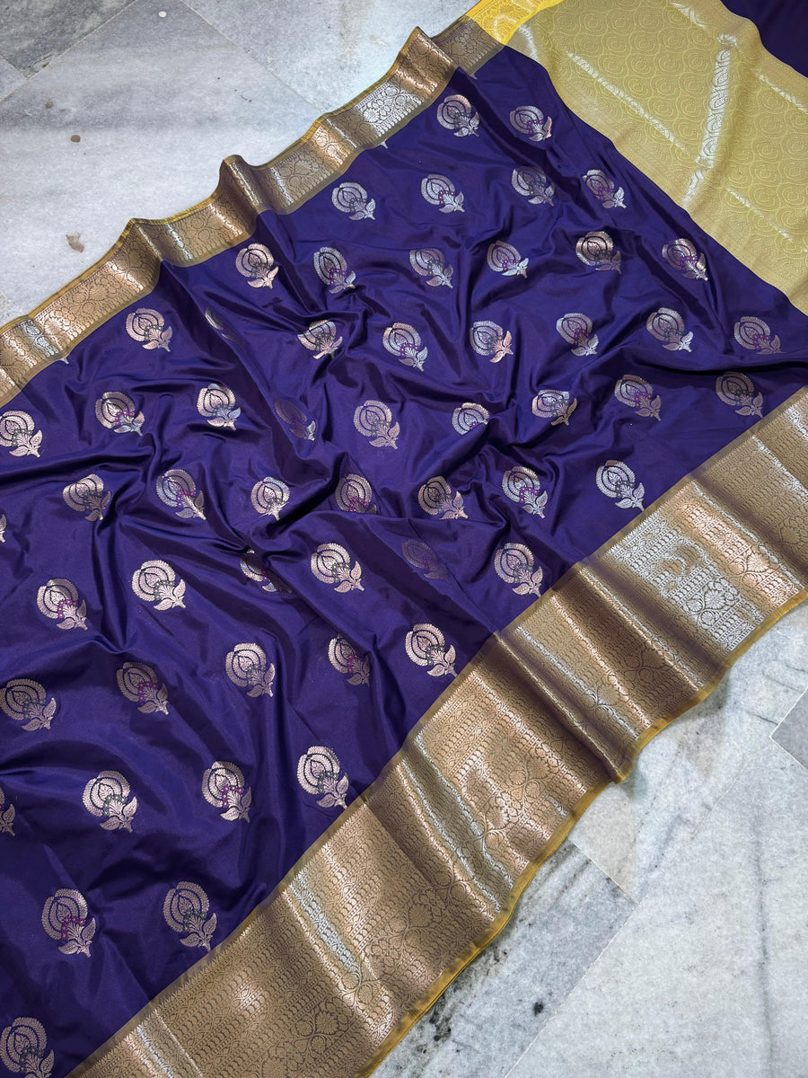 Banarasi semi chinya gadwal pattu silk saree