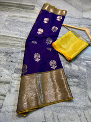 Banarasi semi chinya gadwal pattu silk saree
