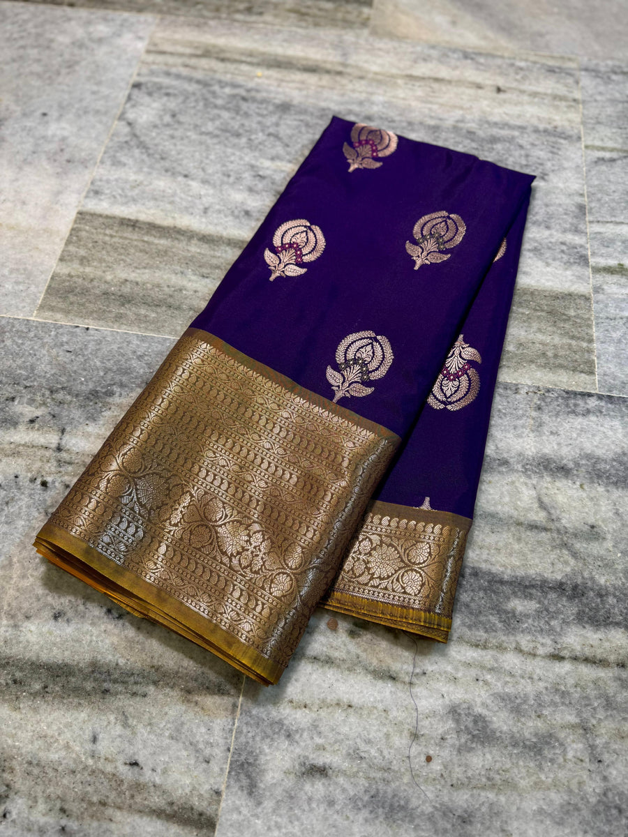 Banarasi semi chinya gadwal pattu silk saree