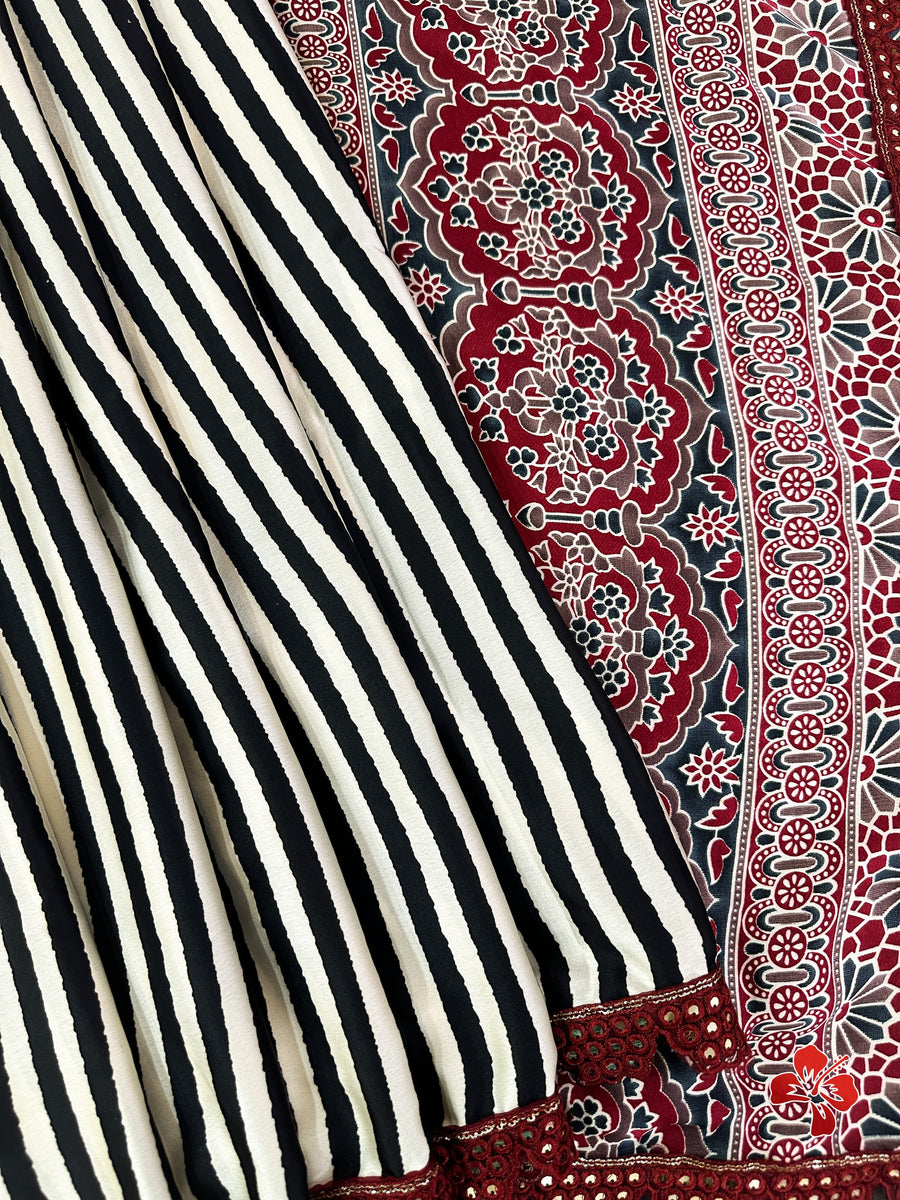 Ajrakh printed saree