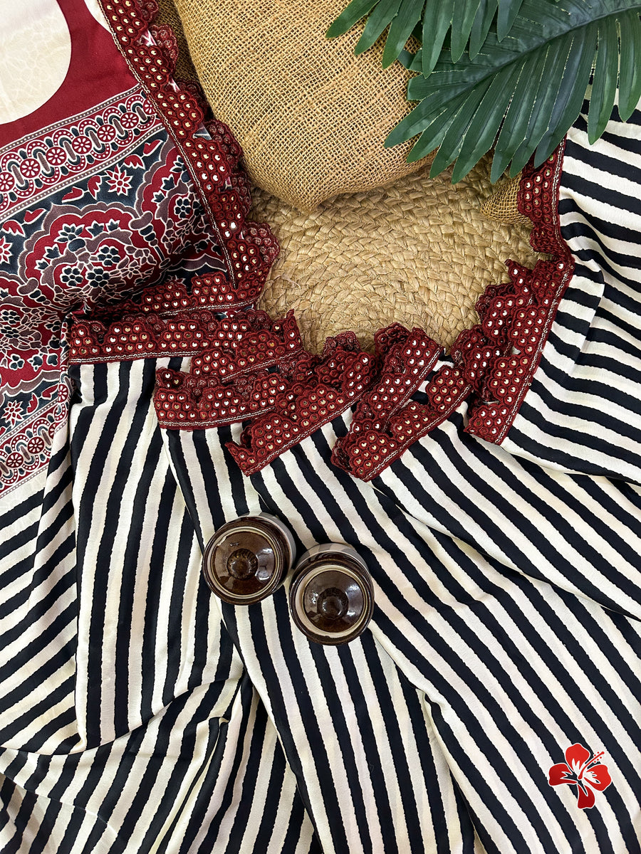 Ajrakh printed saree