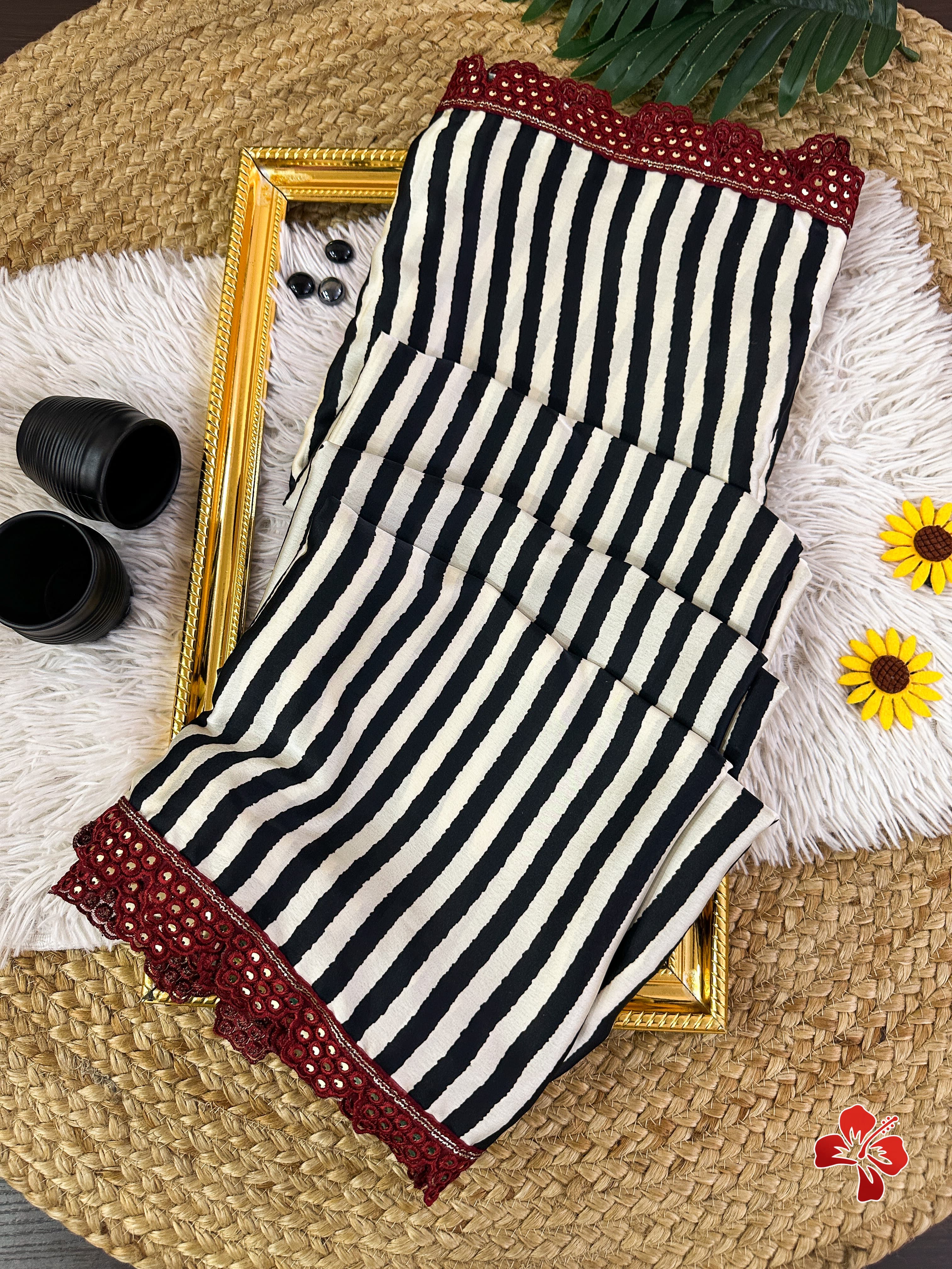 Ajrakh printed saree