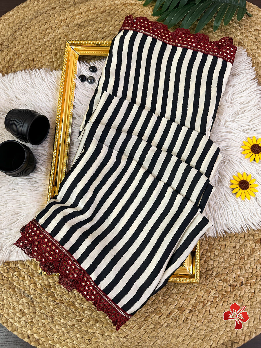 Ajrakh printed saree