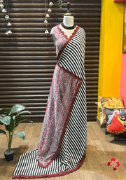 Ajrakh printed saree