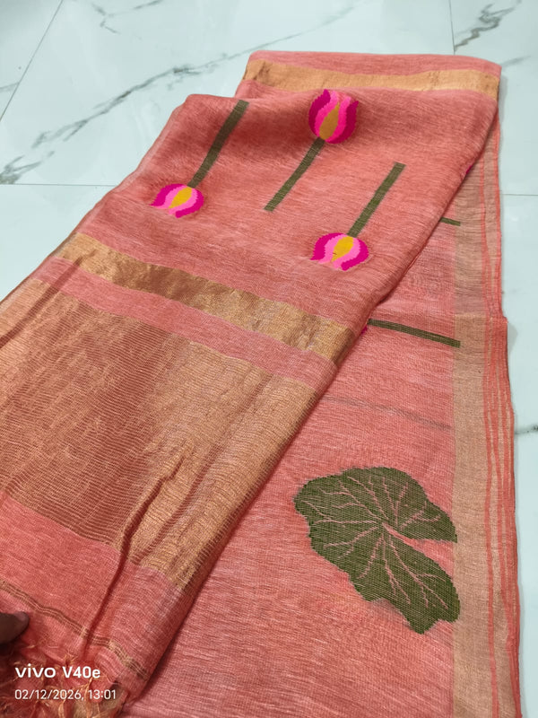 Pure Linen Jamdhani Sarees