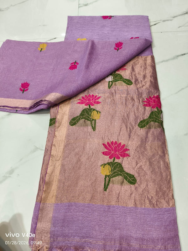 Pure Linen Jamdhani Saree