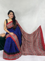 Modal Ajrakh with Bandhni Saree