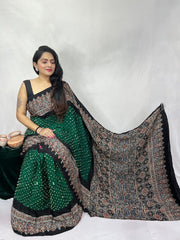 Modal Ajrakh with Bandhni Saree