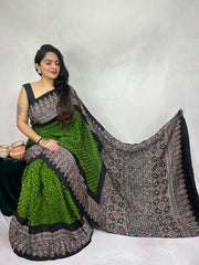 Modal Ajrakh with Bandhni Saree