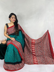 Modal Ajrakh with Bandhni Saree