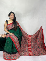 Modal Ajrakh with Bandhni Saree