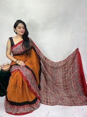 Modal Ajrakh with Bandhni Saree