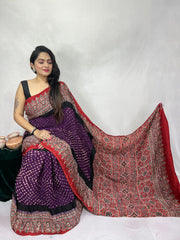 Modal Ajrakh with Bandhni Saree