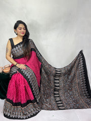Modal Ajrakh with Bandhni Saree