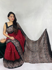 Modal Ajrakh with Bandhni Saree