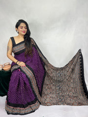 Modal Ajrakh with Bandhni Saree