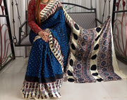 Modal Ajrakh with Bandhni Saree