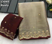 silky shimmer satin fabric Saree