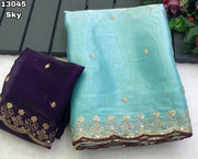 silky shimmer satin fabric Saree