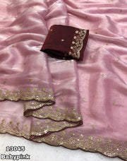 silky shimmer satin fabric Saree