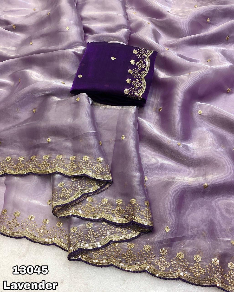 silky shimmer satin fabric Saree