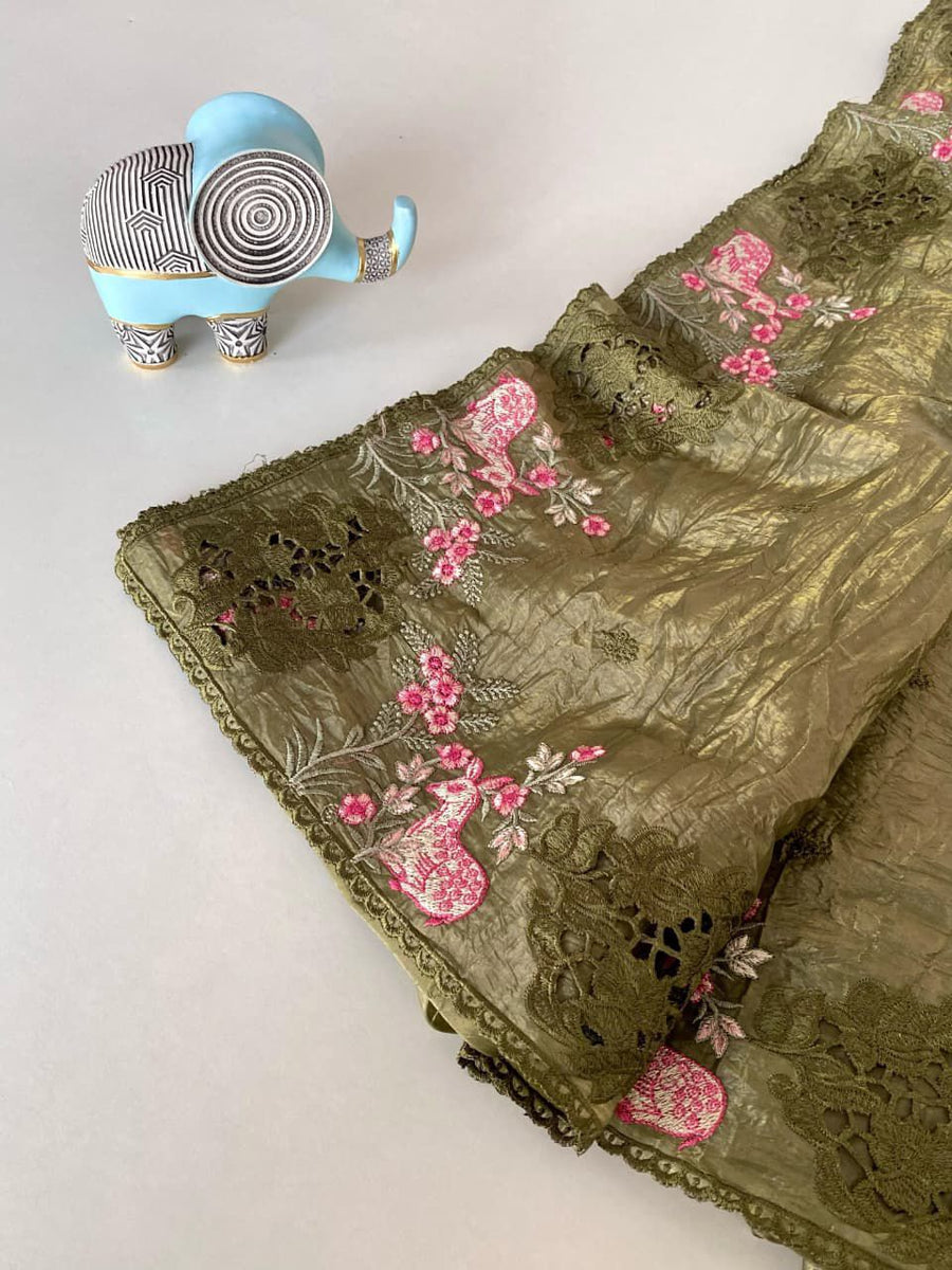 premium crush silk saree