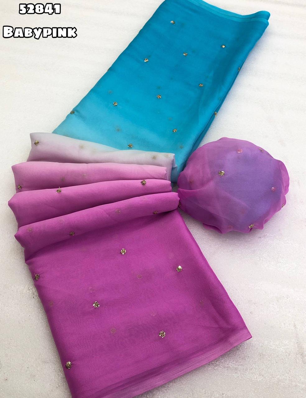 stunning Georgette dual-colour saree