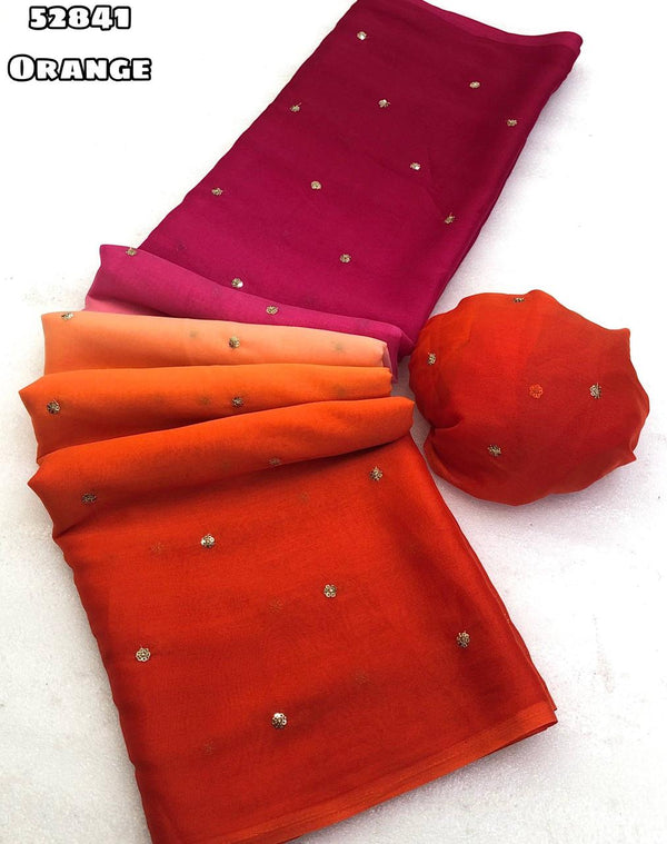 stunning Georgette dual-colour saree