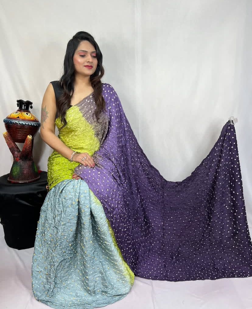 Modal silk bandhni saree