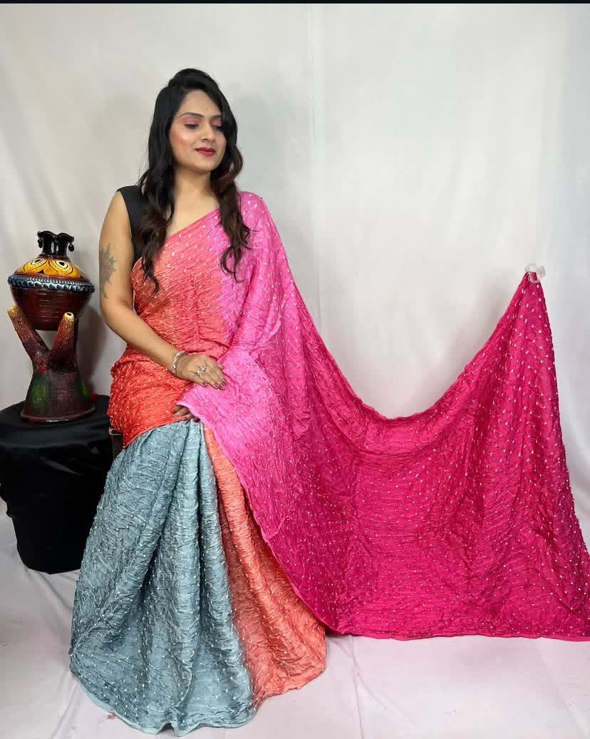 Modal silk bandhni saree