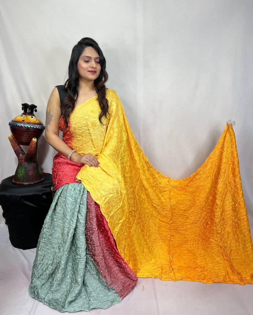 Modal silk bandhni saree