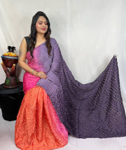 Modal silk bandhni saree
