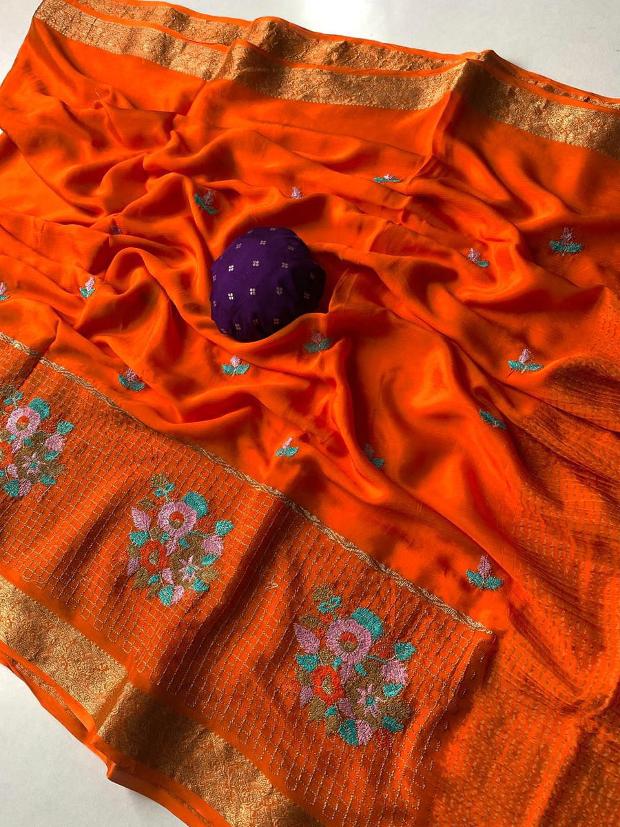 premium chinon chiffon sarees