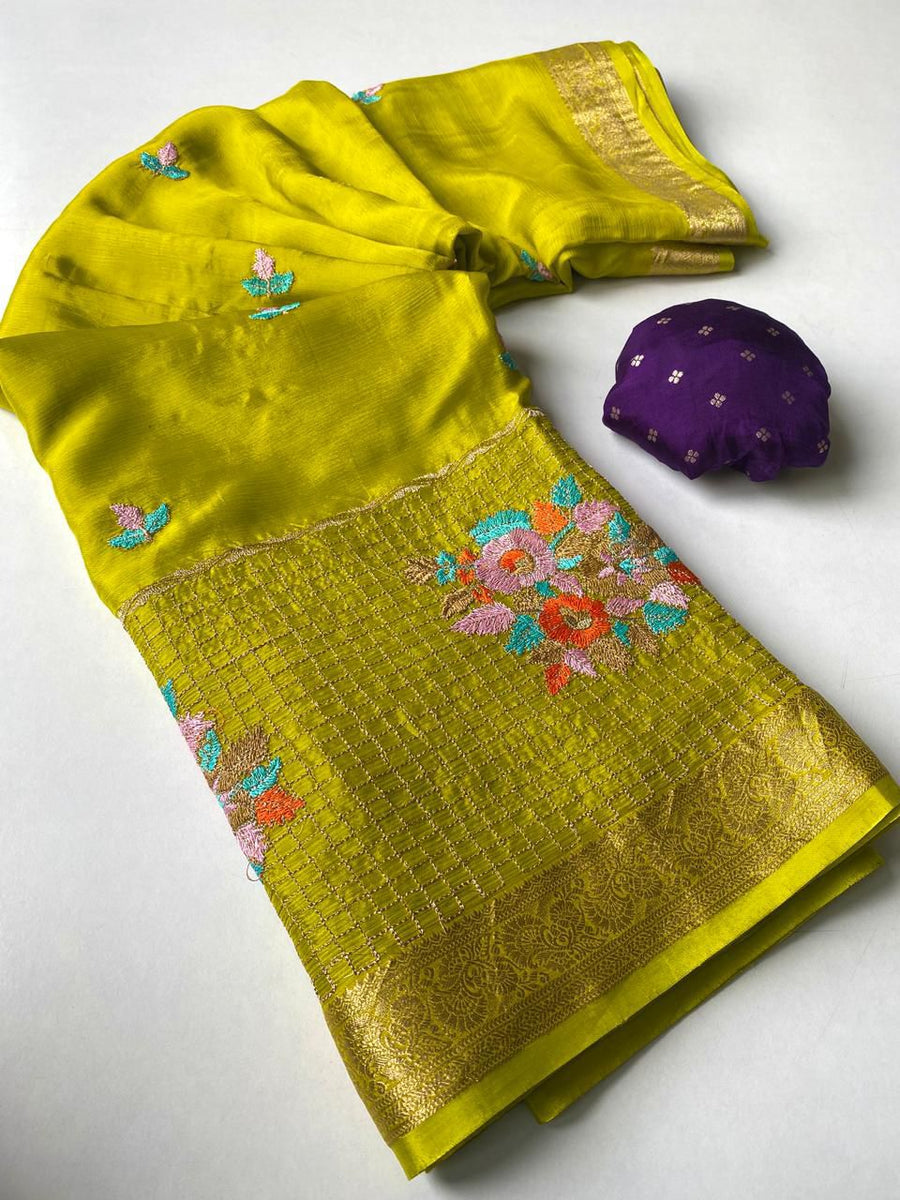 premium chinon chiffon sarees