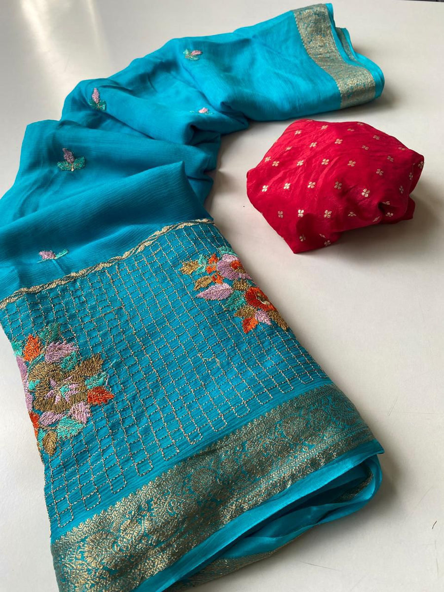 premium chinon chiffon sarees