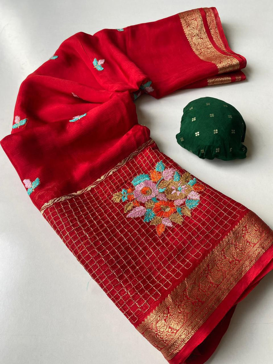 premium chinon chiffon sarees