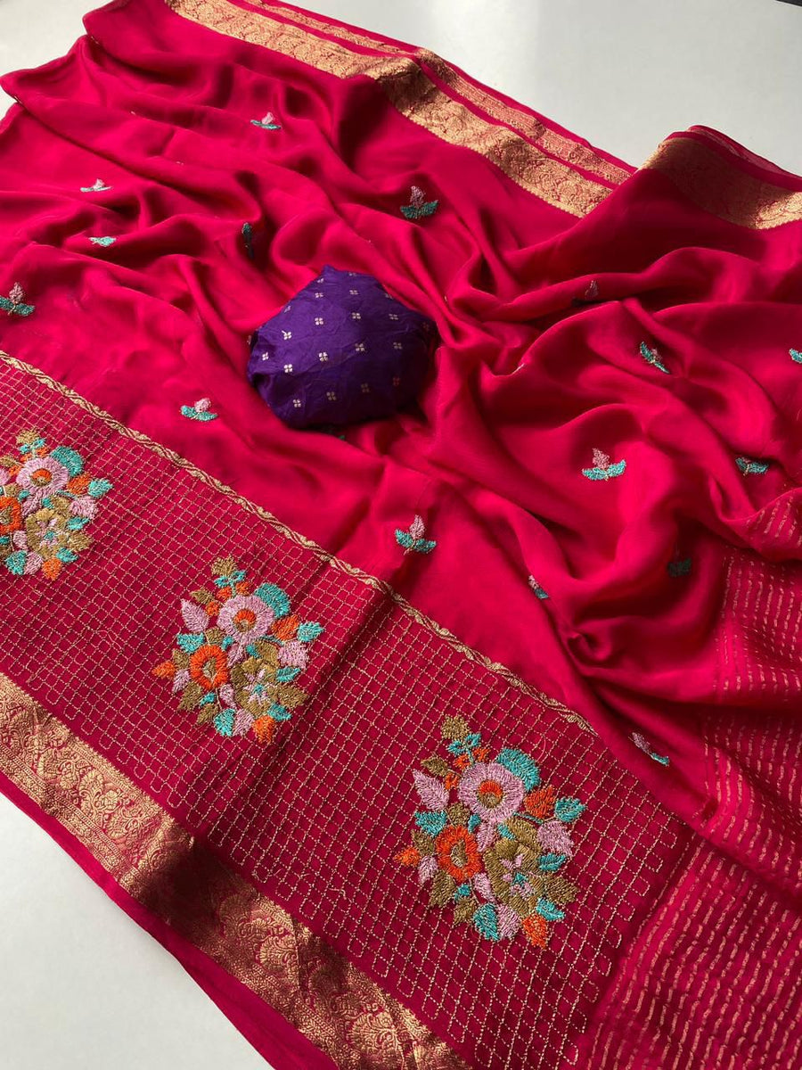 premium chinon chiffon sarees