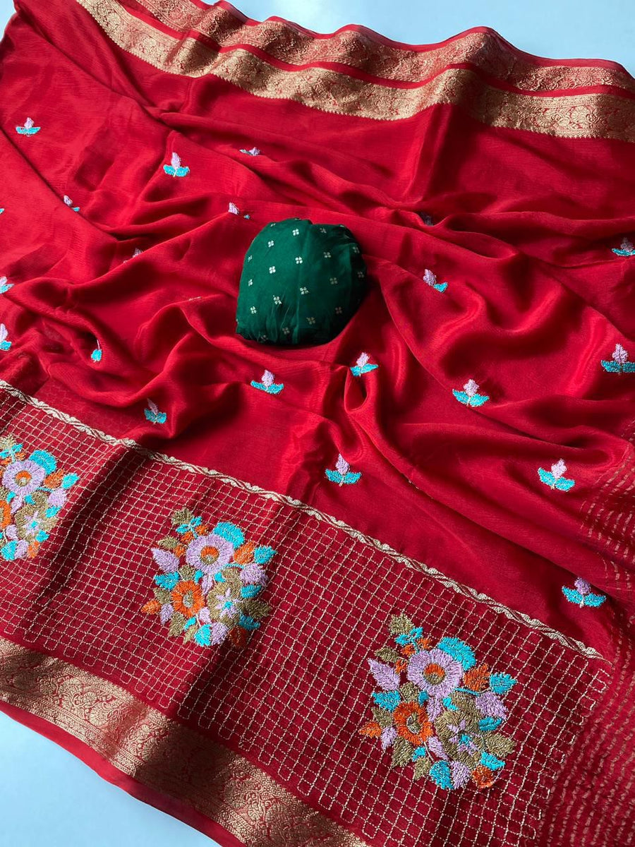 premium chinon chiffon sarees