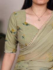 floral printed georgette saree