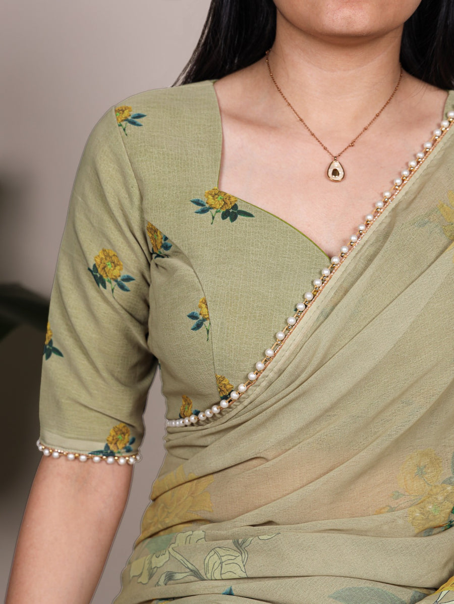 floral printed georgette saree