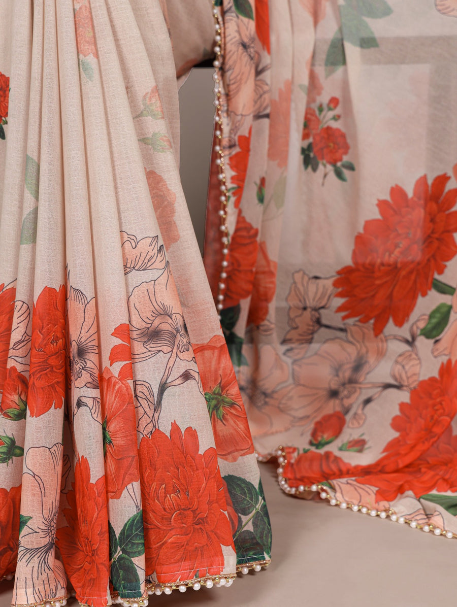 floral printed georgette saree